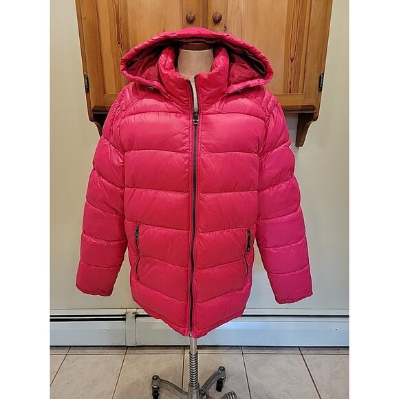 Guess Puffer Jacket with Removable Hood - Size XXL Hot Pink - Picture 1 of 16